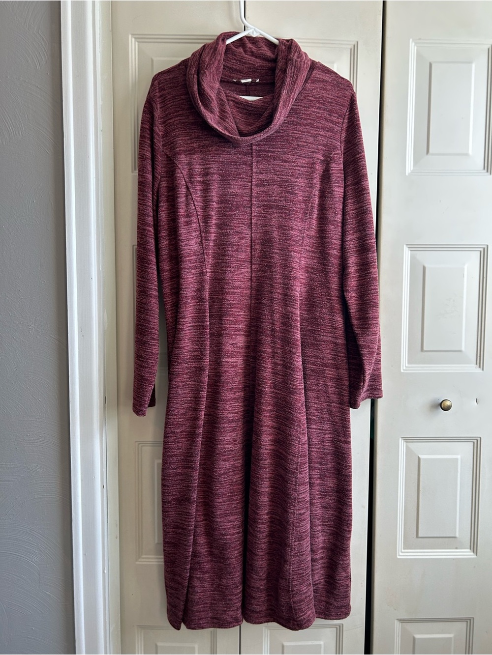 Coldwater Creek Burgundy Cowl Neck Maxi Dress